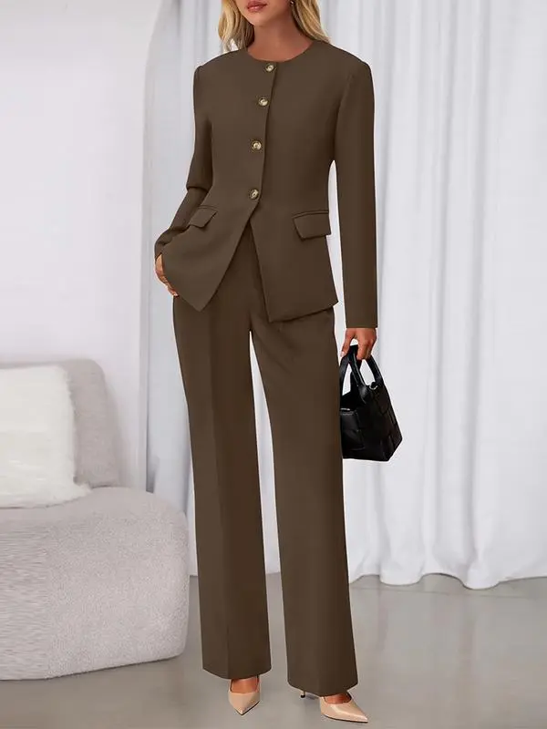 Two-Piece Set for Women Fall Fashion Business Casual Long Sleeve Blazer Jackets