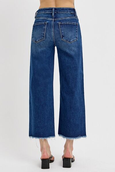 Raw Hem Wide Leg Attached Buckle Jeans