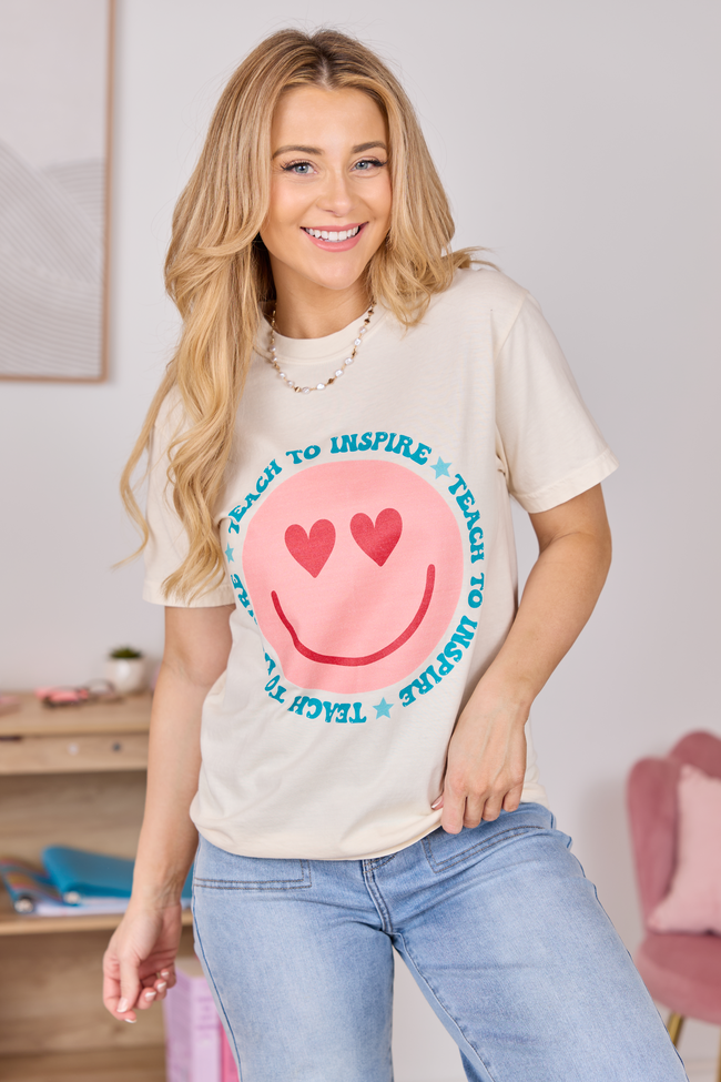 Teach To Inspire Smiley Ivory Graphic Tee
