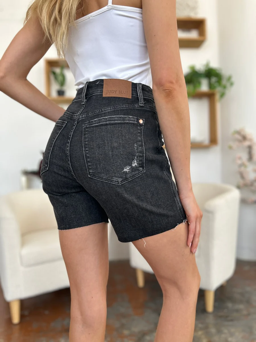 High Waist Tummy Control Denim Shorts