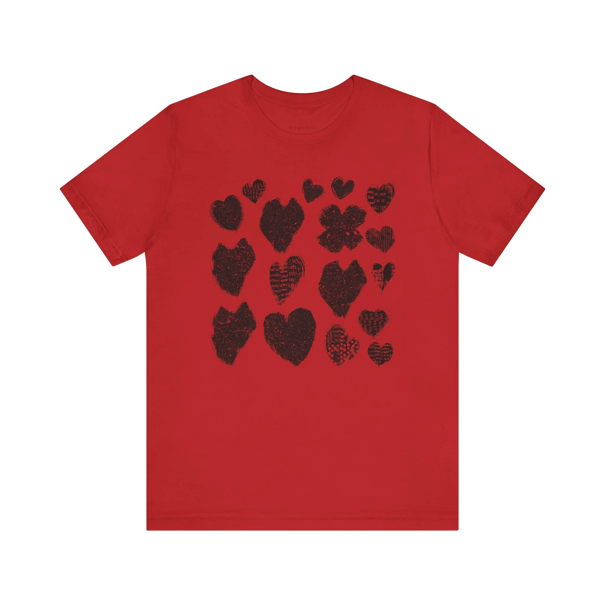 Black Grunge Hearts Unisex Jersey Short Sleeve Tee