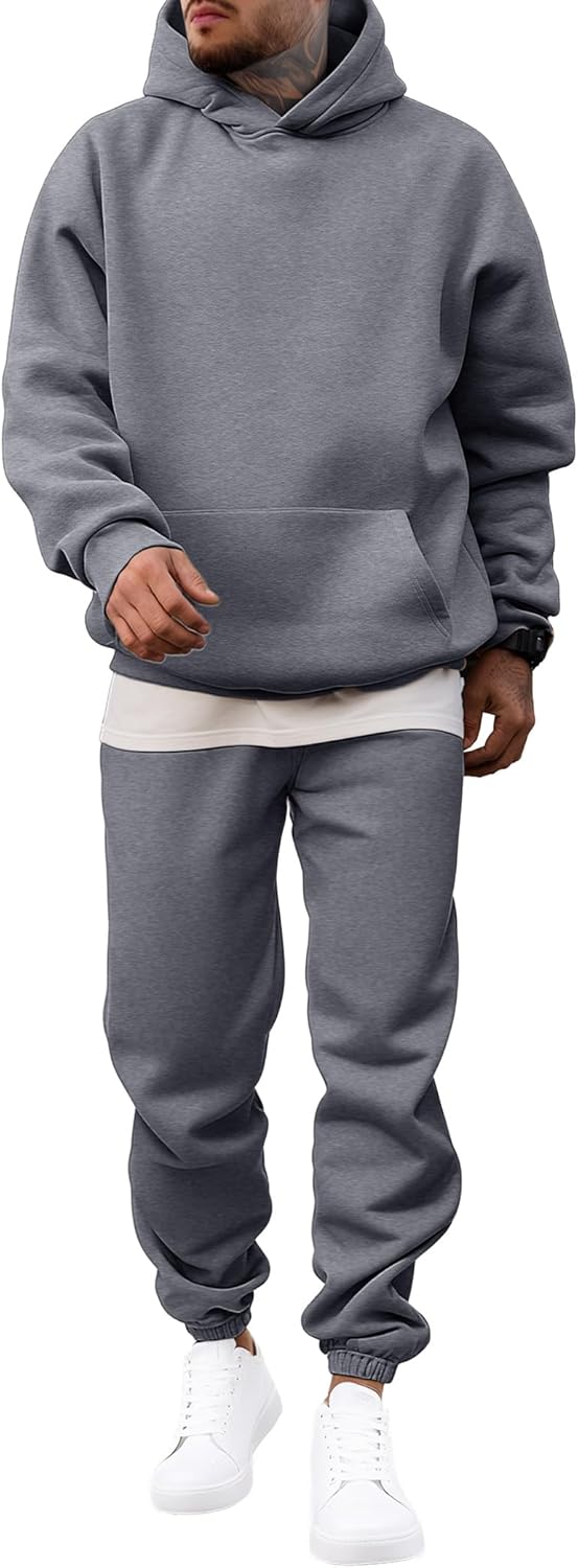 JMIERR Men's 2 Piece Outfits Hoodie Sweatshirt Tracksuit & Joggers Sweatpants Sweatsuit Set