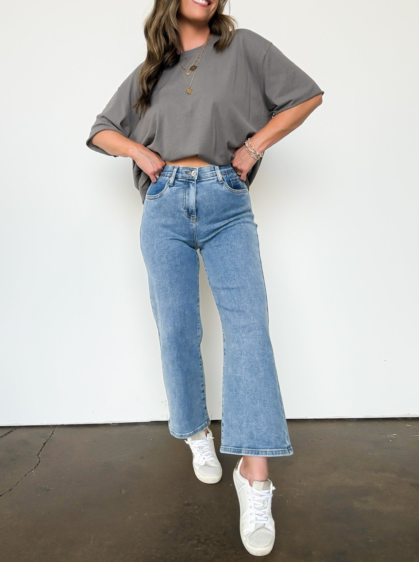 High Rise Bootcut Crop Jeans