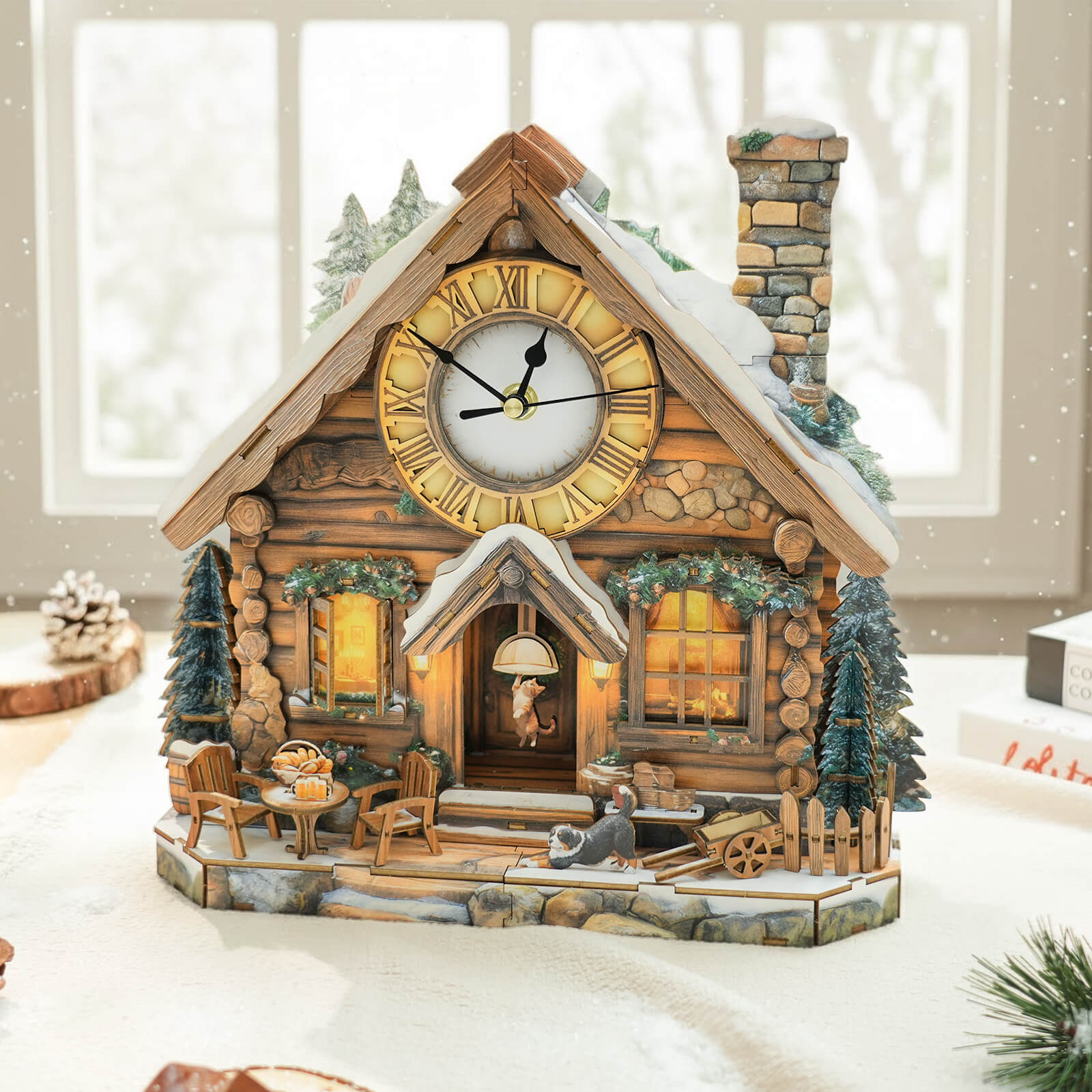 Swiss Chalet â€“ DIY Wooden Clock, 3D Puzzle Craft Kit