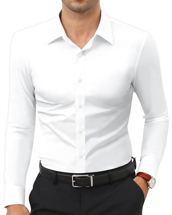 🔥Last Day Promotion!🔥Men’s Stretch Slim-Fit Long Sleeve Dress Shirt