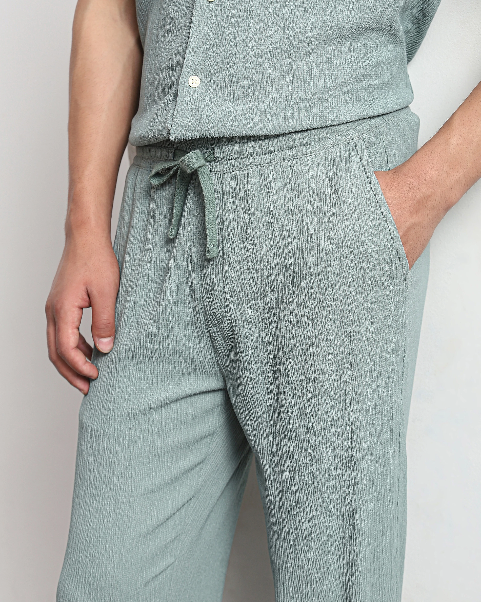 Classic Versatile Comfortable Slim-Fit Straight-Leg Green Trousers