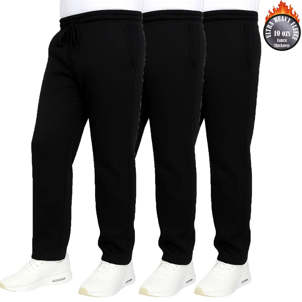 3-Pack Men's Classic Heavyweight Fleece Sweatpants with Open Bottom