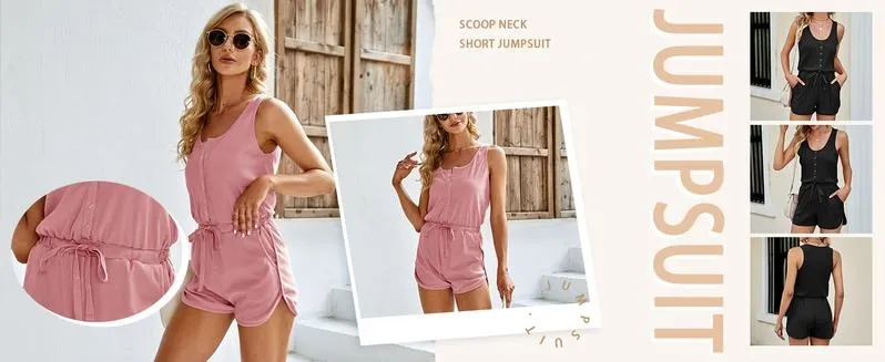 Women's Summer Casual Shorts Jumpsuit With Pockets (Just $3 Each!)
