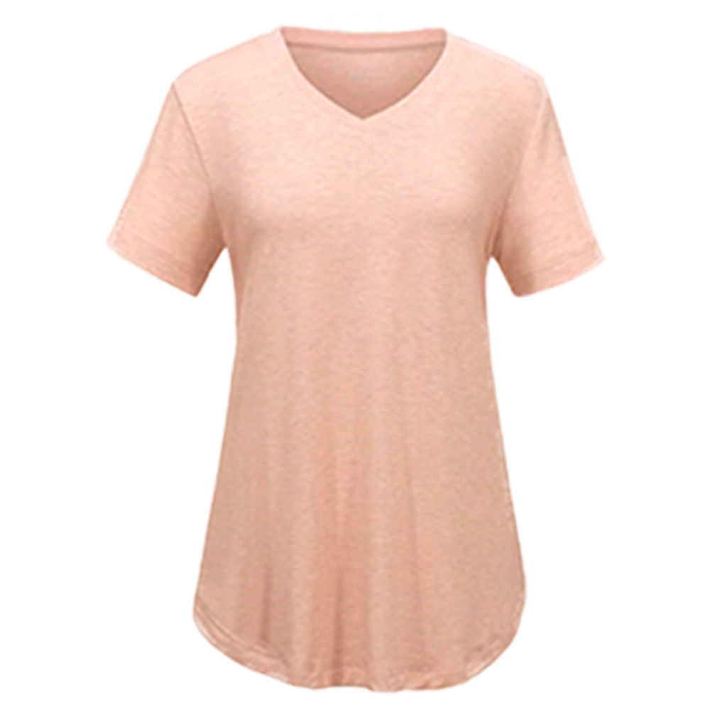 Short Sleeve Shirts for Women Casual V-Neck Plain Tees - Set of 8, Various Color Combinations, Curved Hem Comfort Womenswear