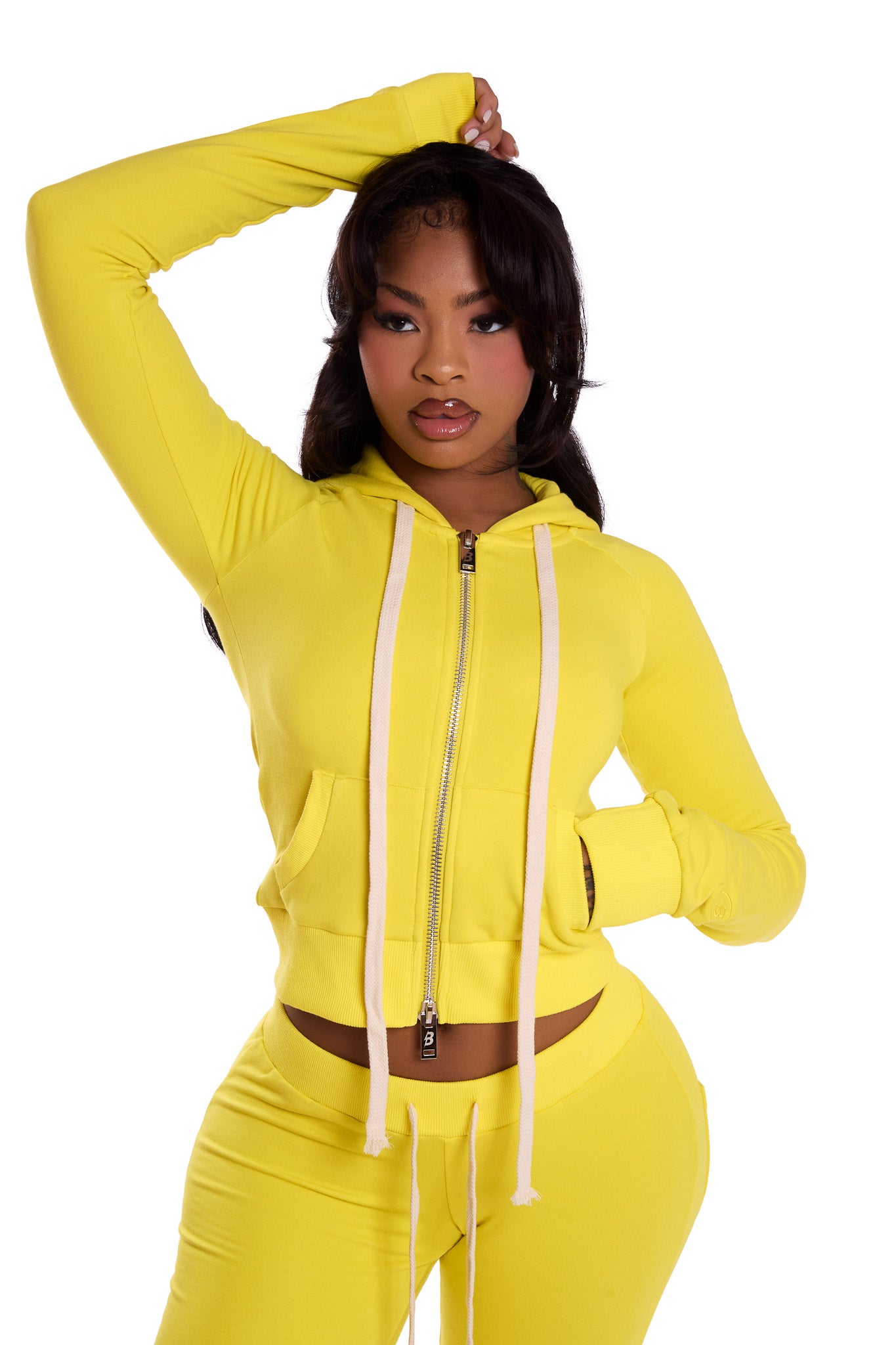 BODY KNITWEAR ZIP HOODIE (YELLOW)