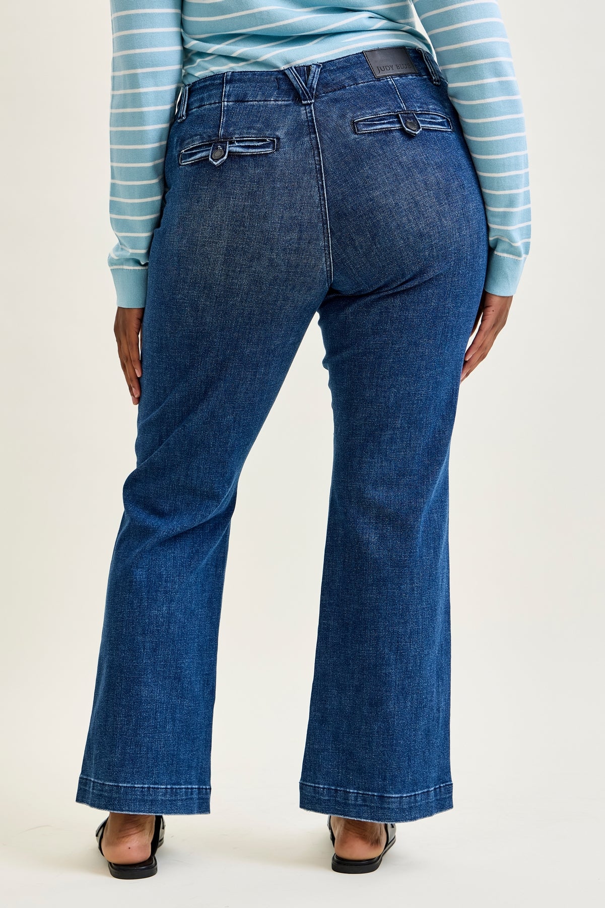 Kathy Mid Rise Bootcut Trousers with TC & Welt Pockets - PLUS