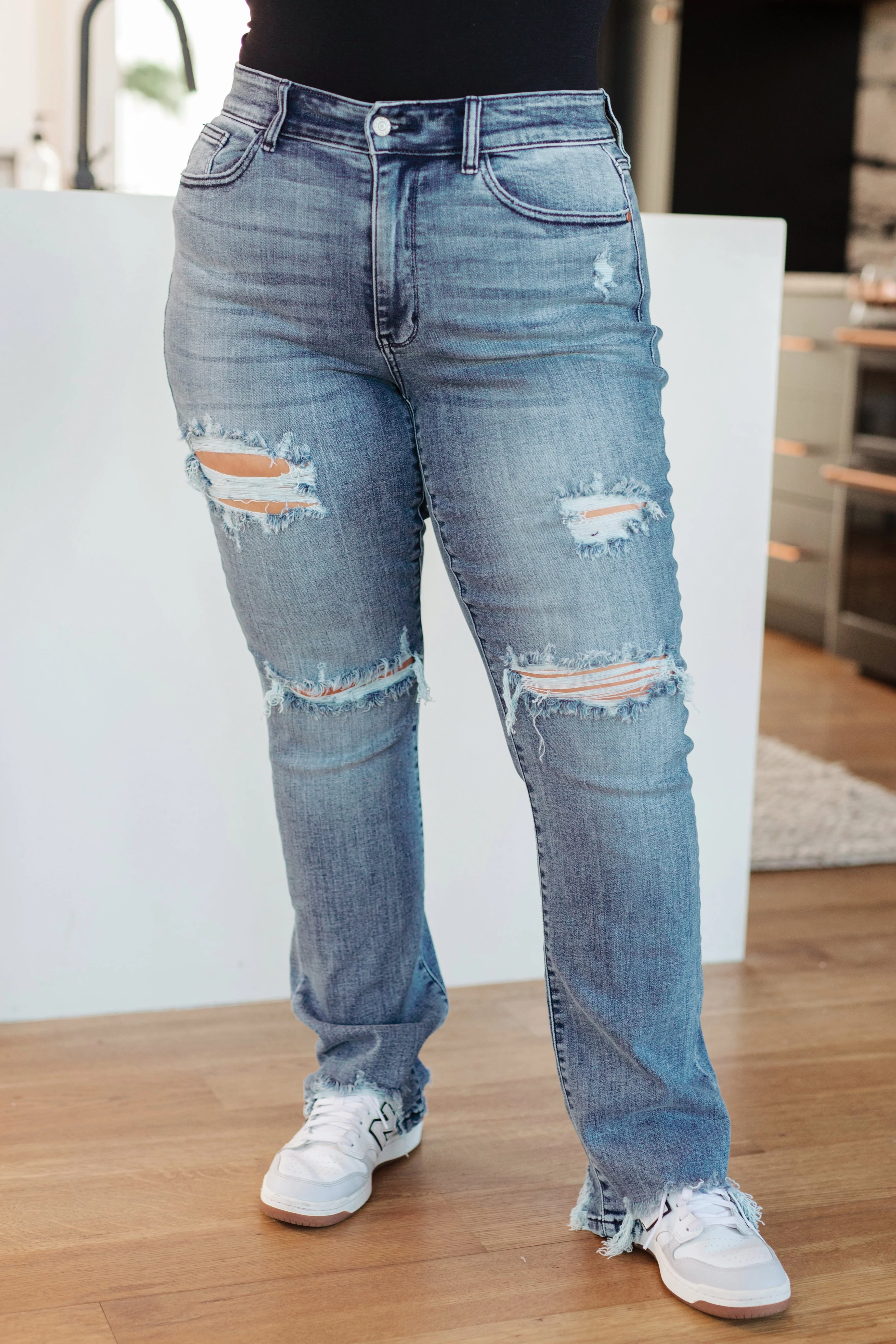 Destroyed Straight Jeans