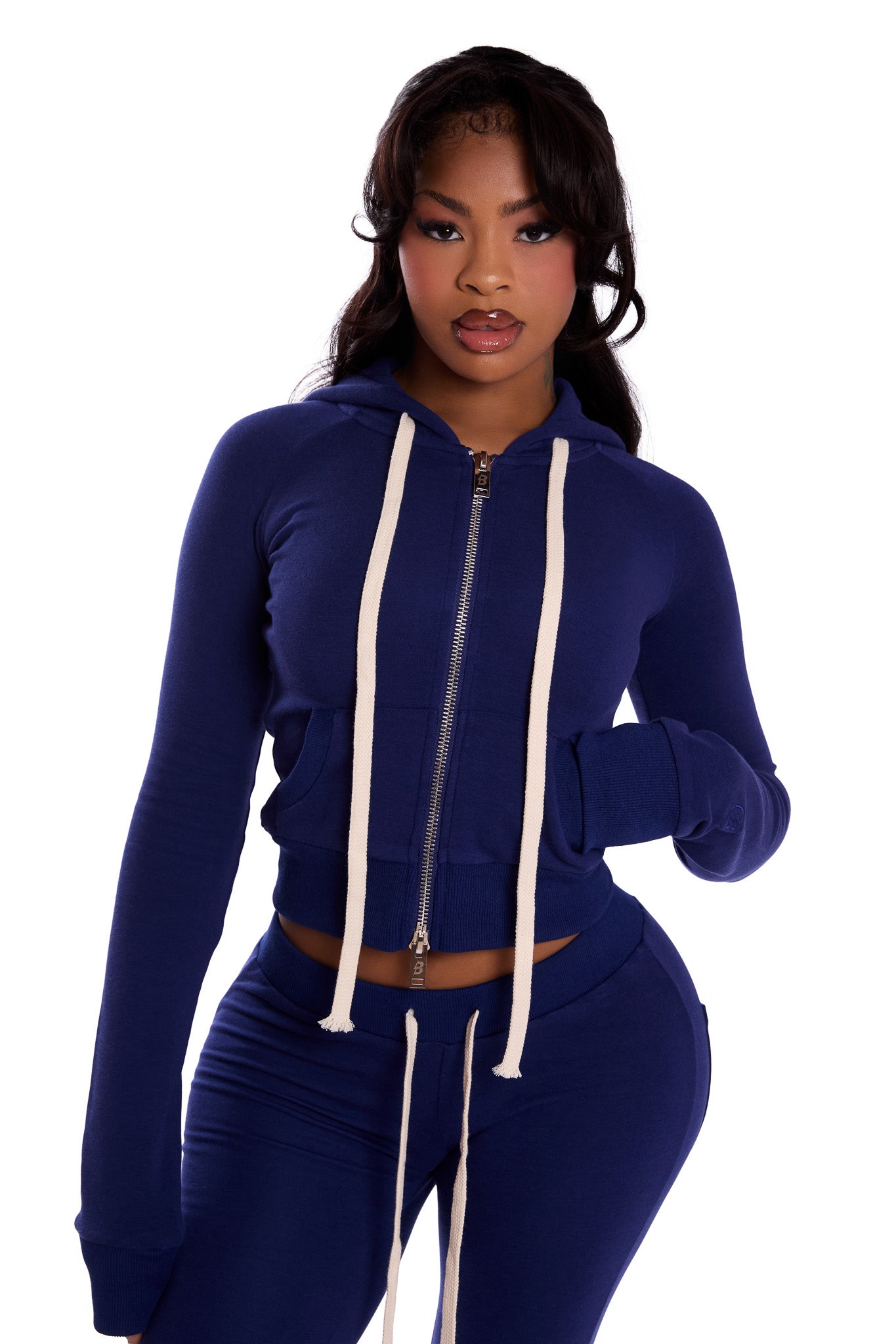 BODY KNITWEAR ZIP HOODIE (NAVY)