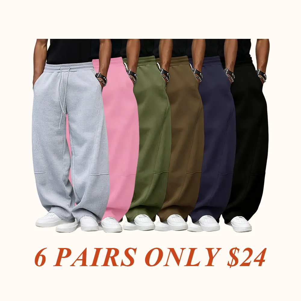 Drawstring Waist Winter Warm Straight Wide-Leg Loose Fit Jogger Pants with Pockets SpringStatements Pink Wide Leg Sweatpants