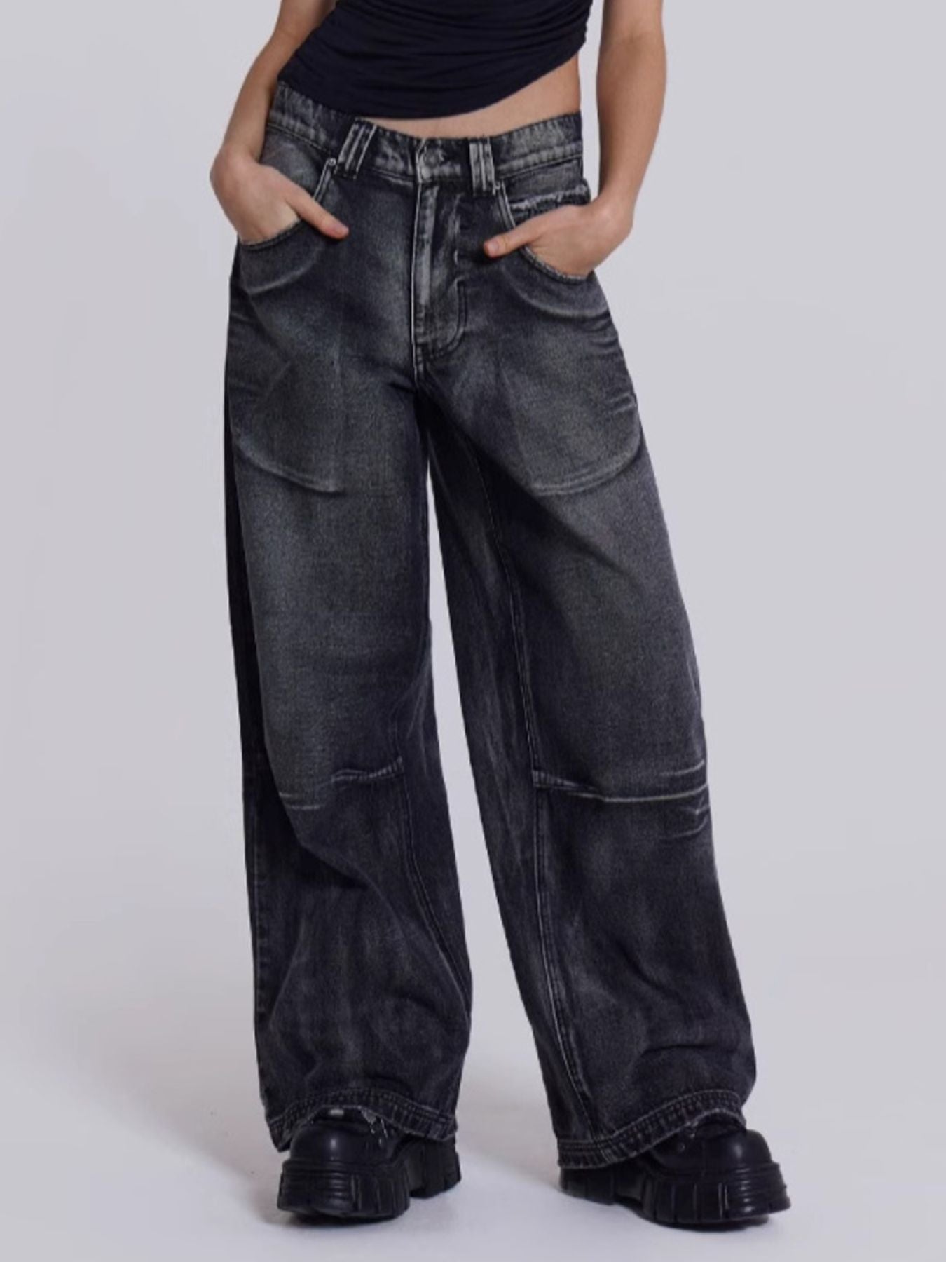 Vintage Wash Wide Leg Jeans
