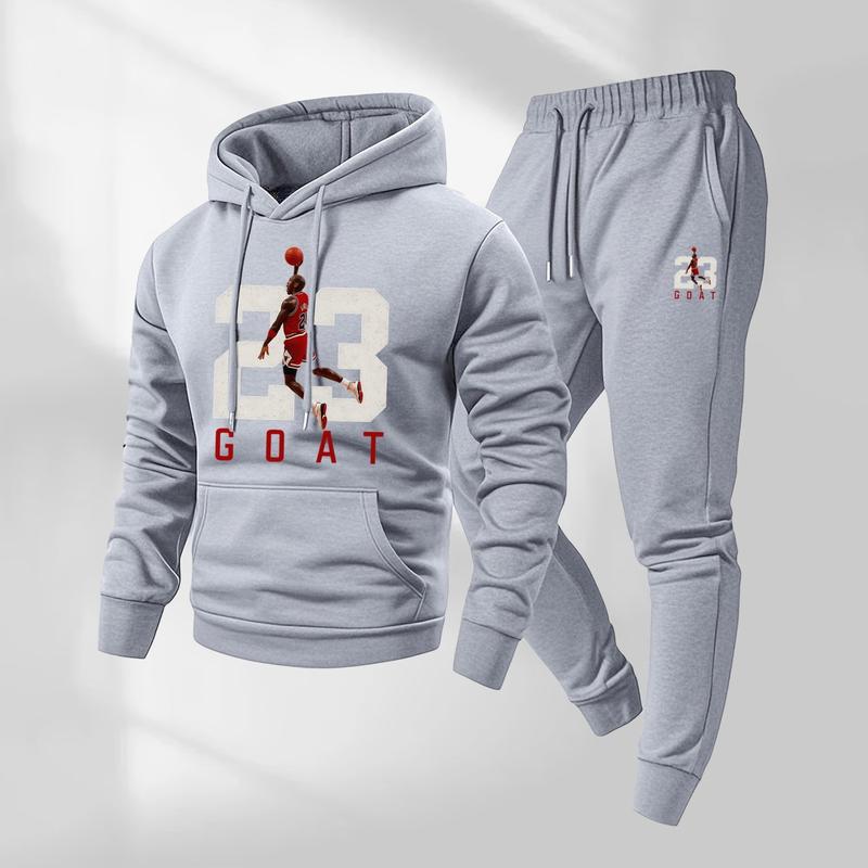 Goat Print Hoodie & Sweatpants Set - Unisex Athletic Lounge Set for Fall & Winter