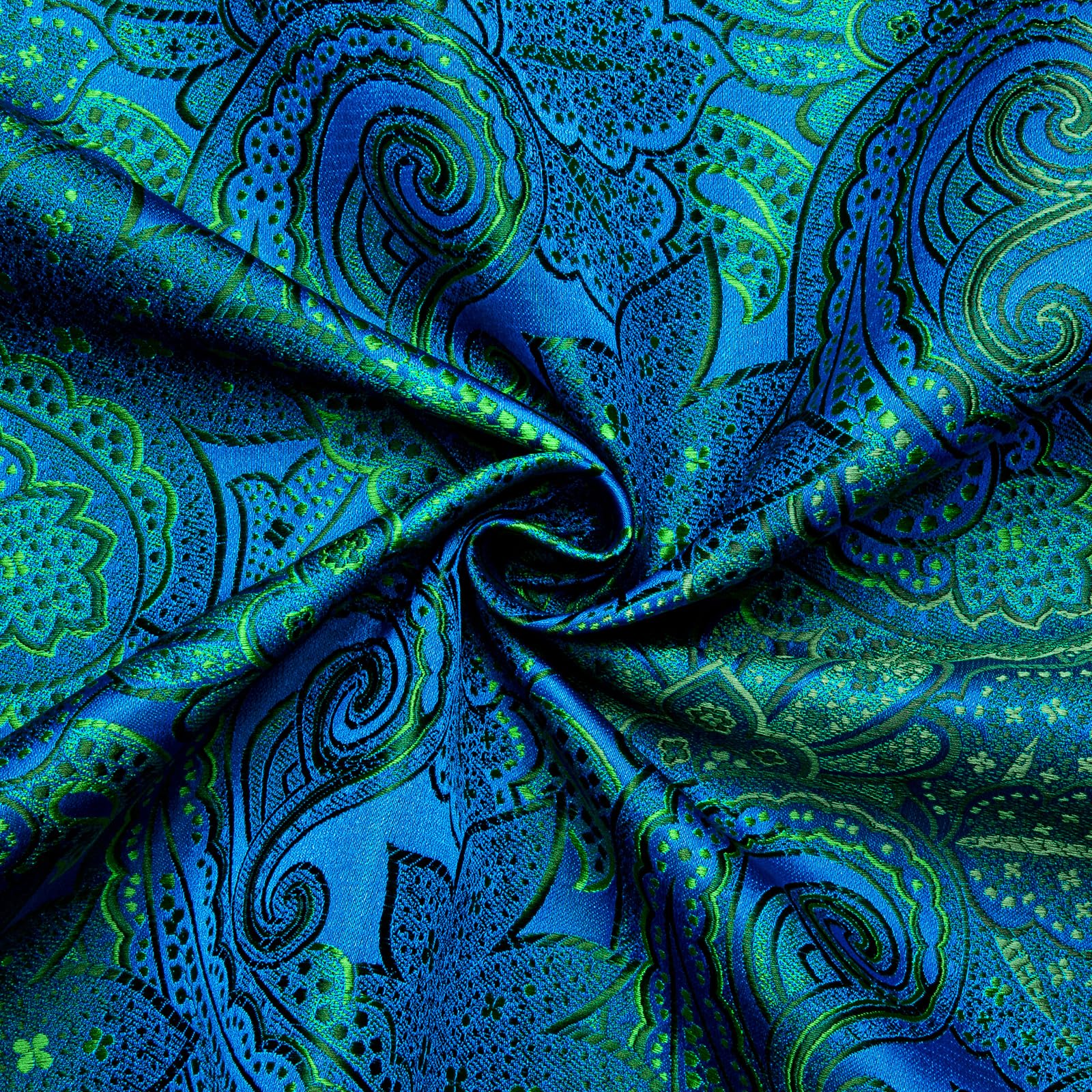 Men's Paisley Dress Shirt Long Sleeve Wrinkle Free Button Down Cowboy Shirts - Teal&green&paisley