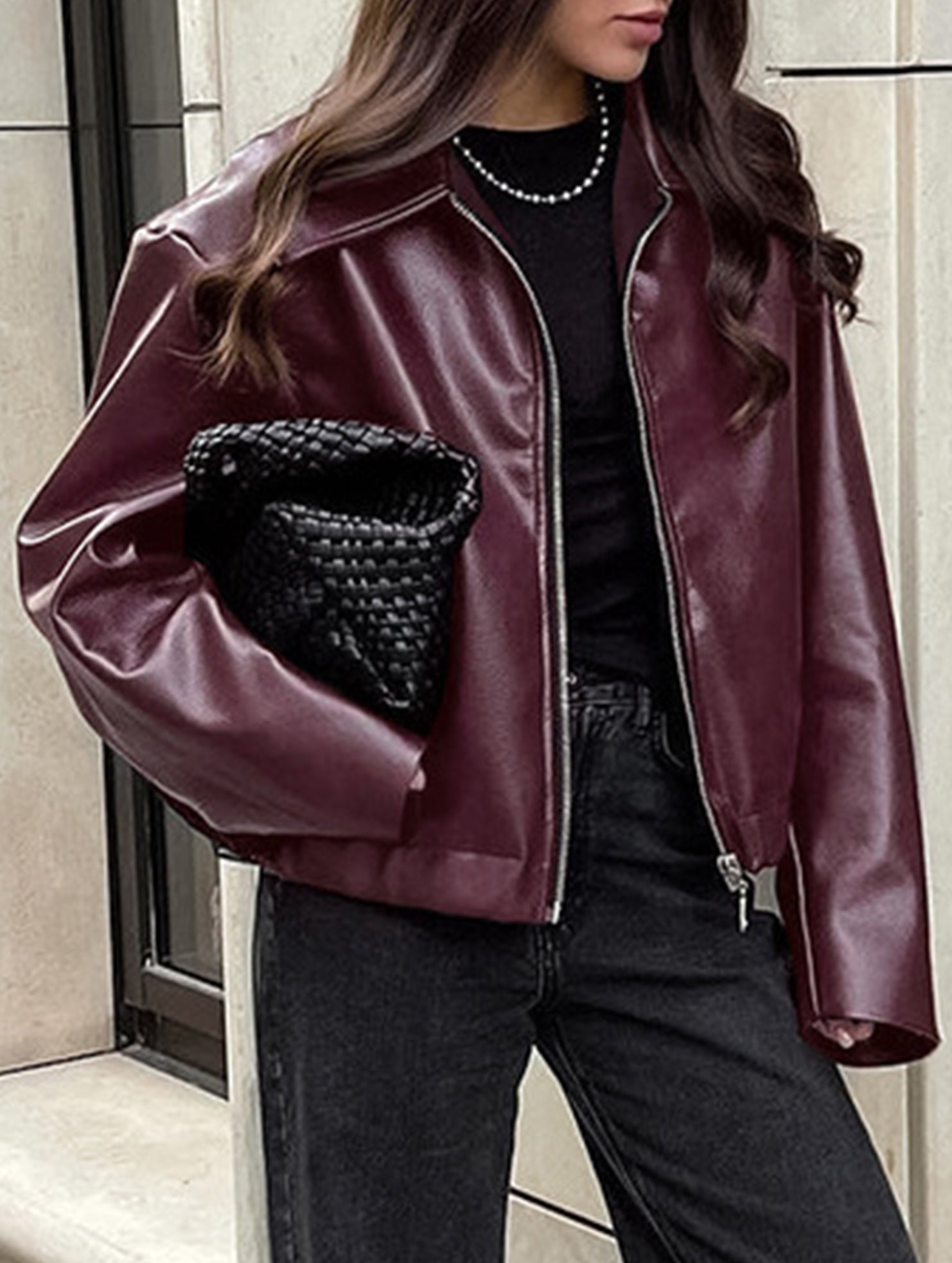 Stylish Loose-fitting Motorcycle Leather Jacket