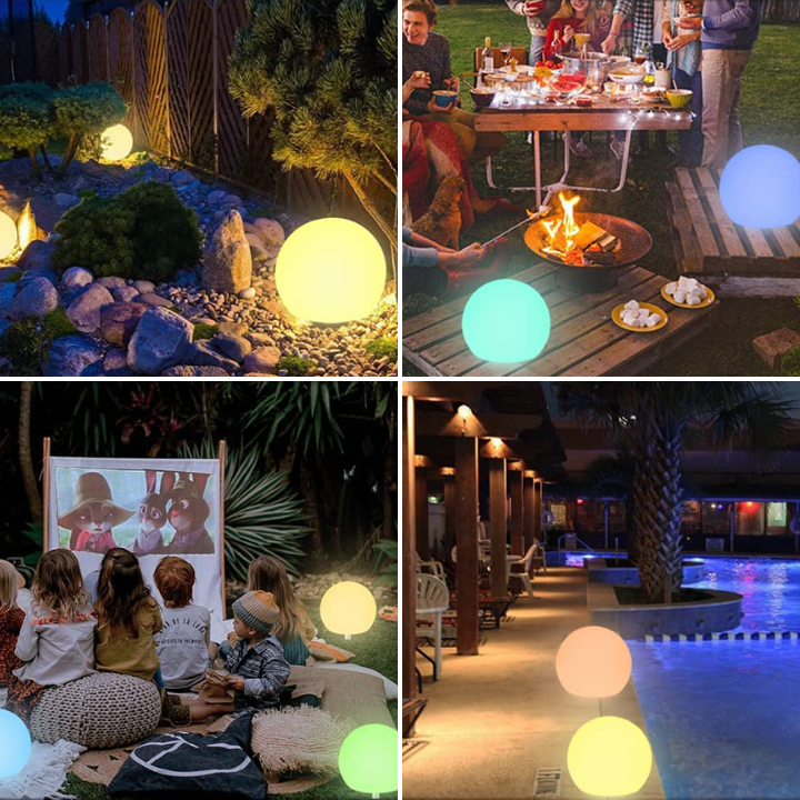 Cordless LED Glowing Ball Light - 16 RGB Color Changing Waterproof Floating Ball Lamp w/Remote