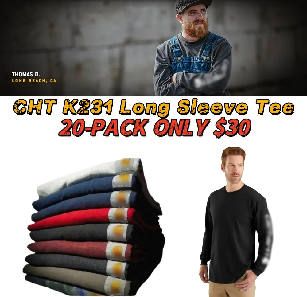 🔥Last Day Promotion!CHT Men's K87 Workwear Loose Fit Heavyweight Short-Sleeve Pocket T-Shirt (Also Available in Big & Tall)