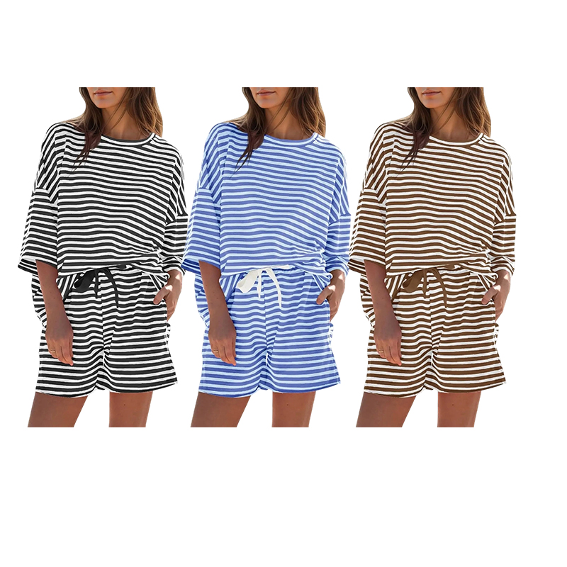 ✨✨✨Women's 3/4 Sleeve Stripe Lounge Set