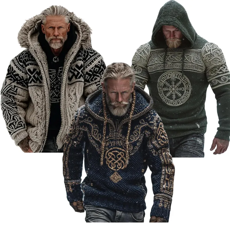 Men's Viking Celtic Pattern Art Cozy Hooded Sweater