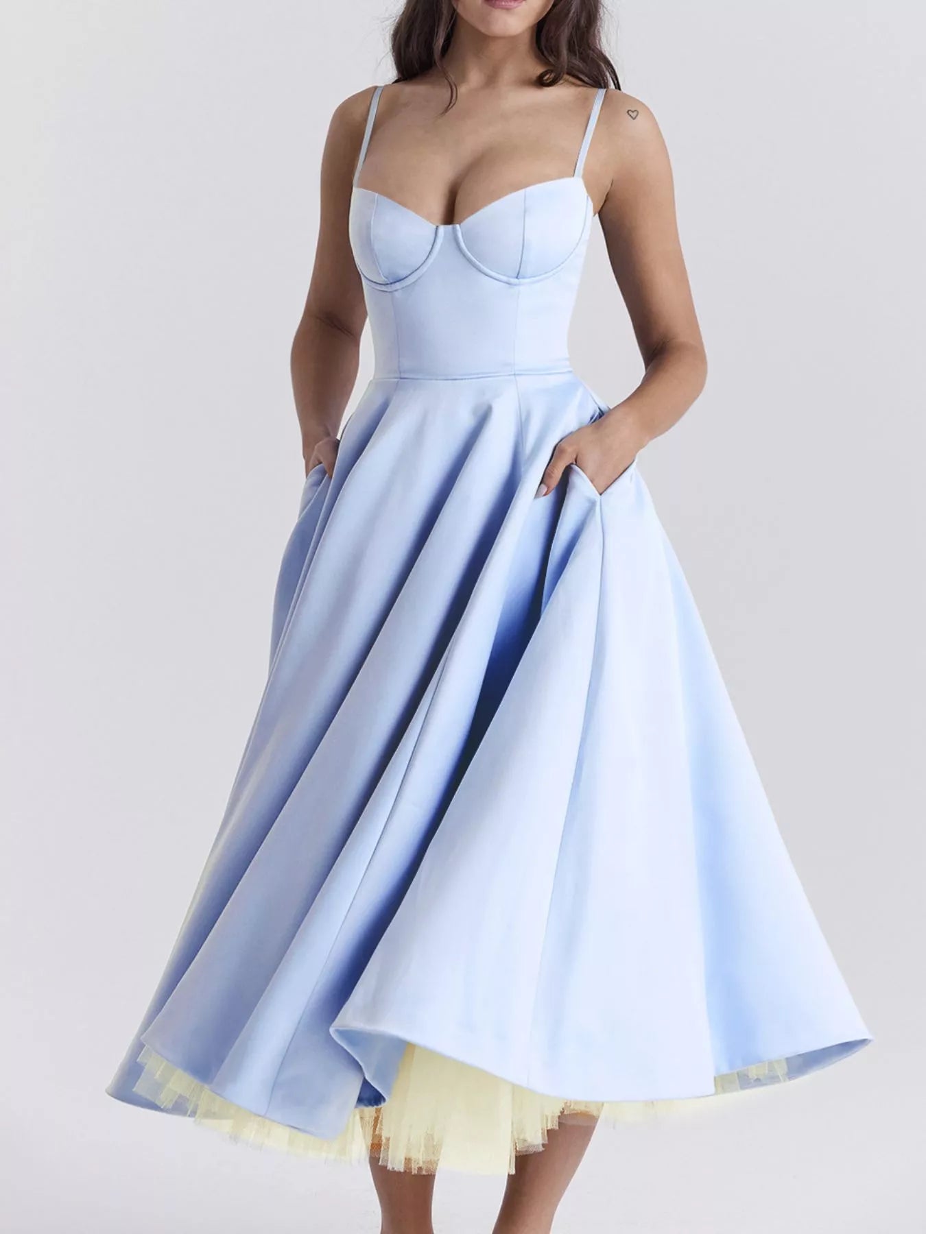 Sweetheart Neck A-Line Midi Dress