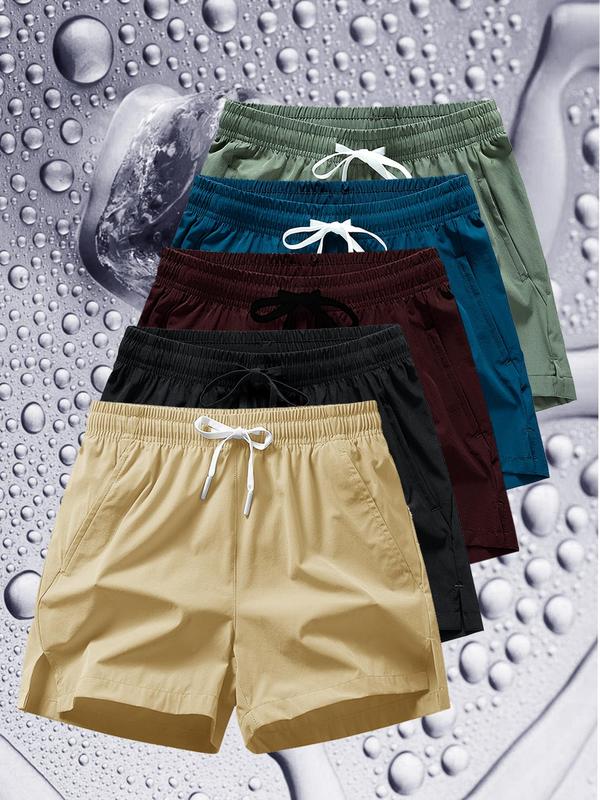 Men's Zipper Pocket Casual Shorts – Drawstring Waist, All-Season Wear