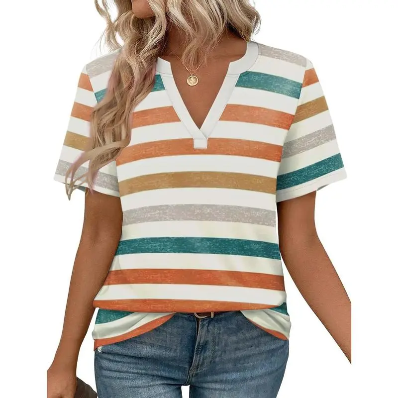 Womens Tops Summer Short Sleeve V Neck Blouses