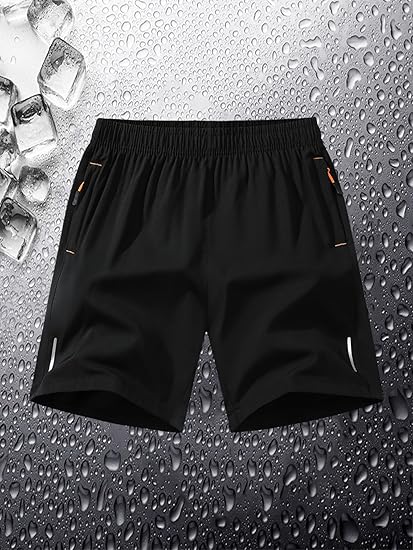 Men's zipper pocket shorts, summer ice silk beach shorts, ice-sense quick-dry sports casual pants