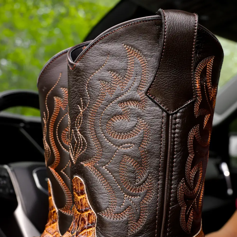 Honey Caiman Belly Leather Boots With 3D Lightweight Sole - Composite Toe