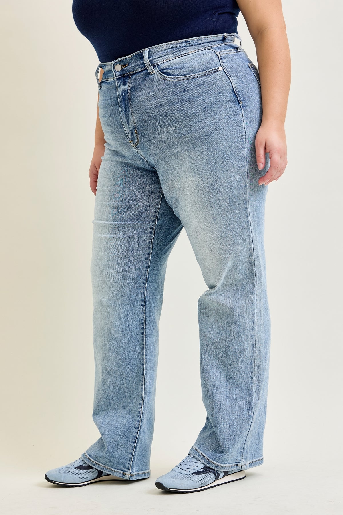 Florence High Rise Light Wash Straight Leg Jeans - PLUS