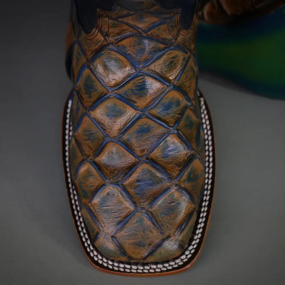 Men’s Honey Pirarucu Leather Boots — Square Toe