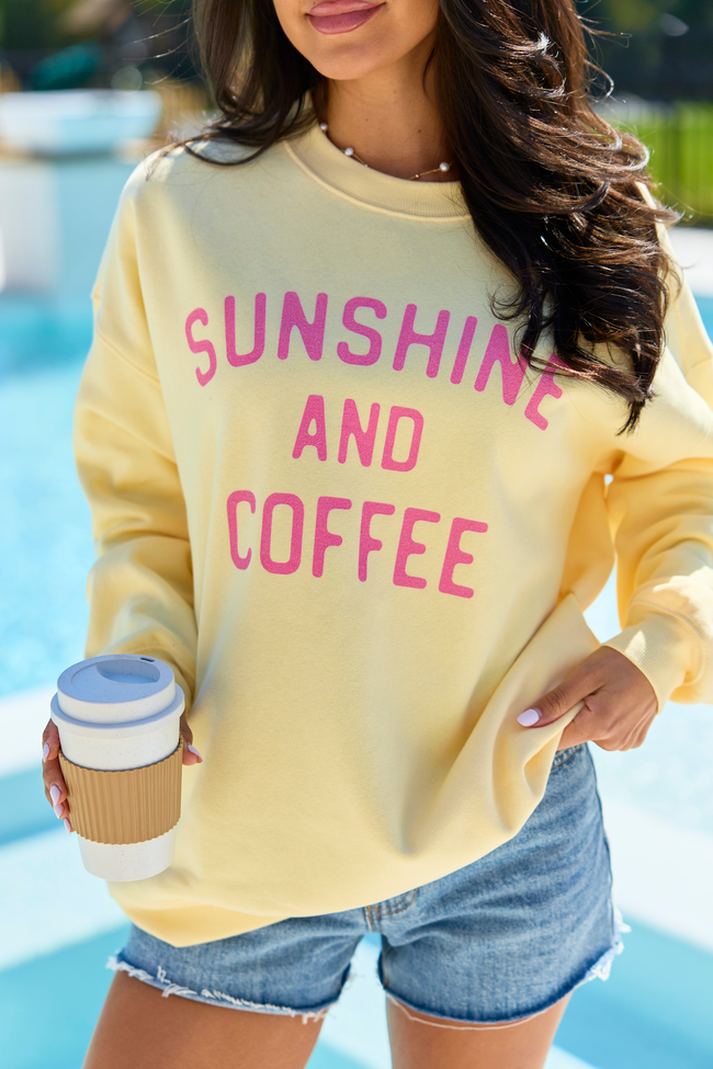 Sunshine And Coffee Yellow Graphic Sweatshirt