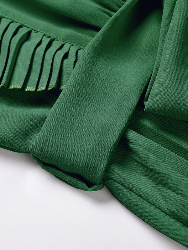 Floral Pleated Solid Color Split-Joint Tied Waist Loose Sleeveless V-Neck Maxi Dresses