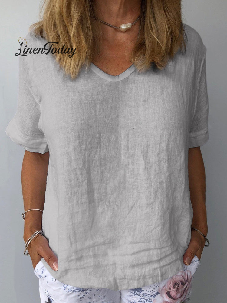 Women's Pure Color Casual Cotton Shirt