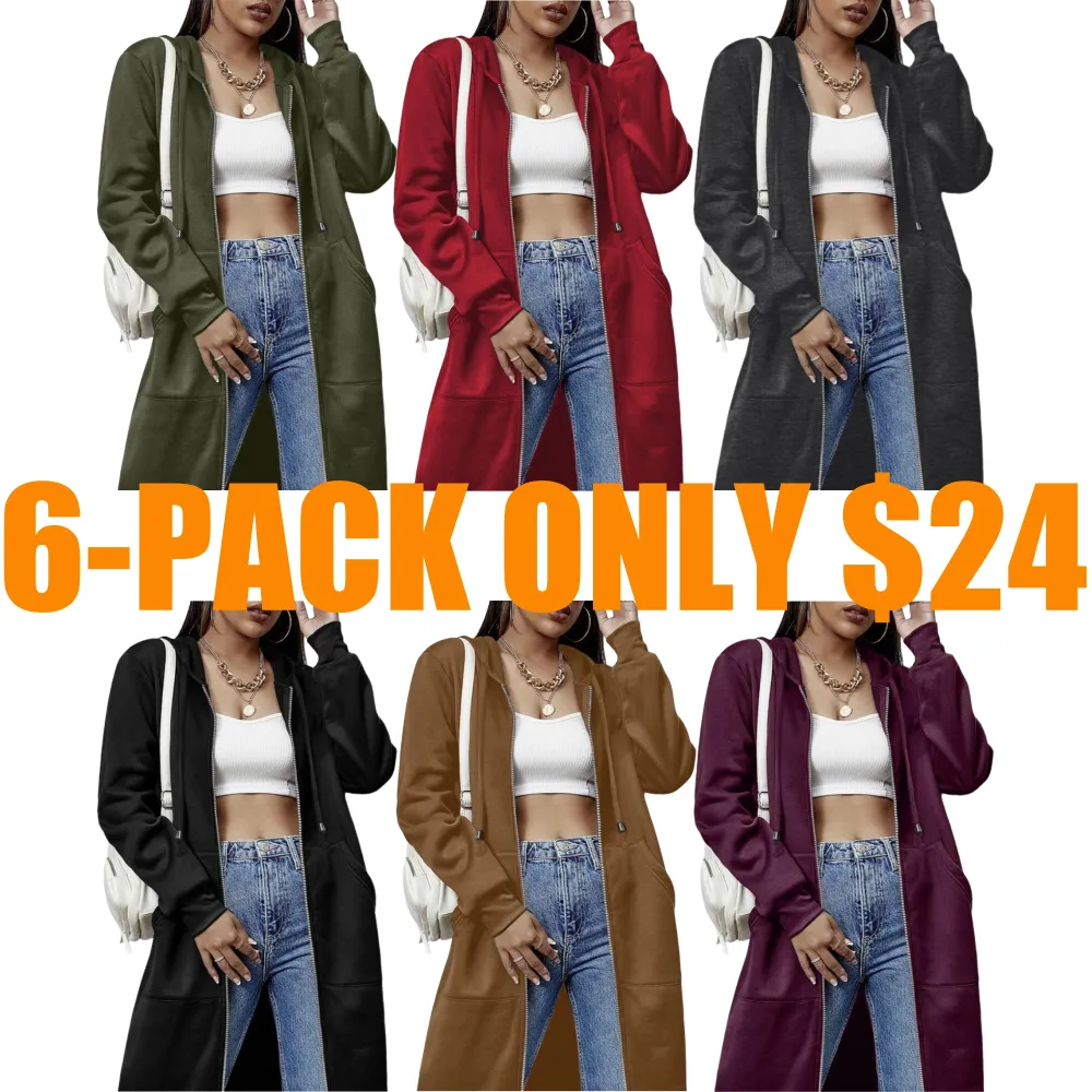 Women Casual Zip up Fleece Hoodies Tunic Sweatshirt