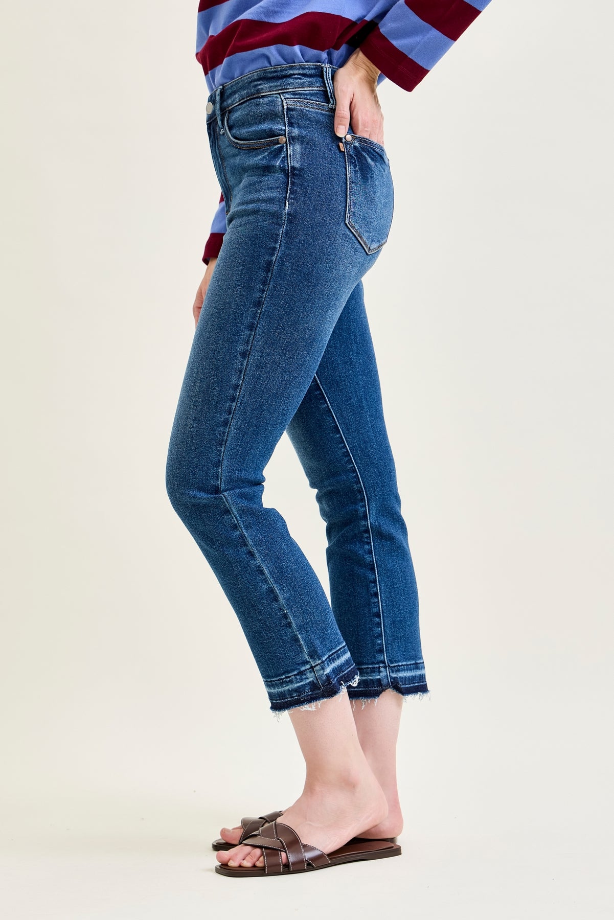 Aurora High Rise Vintage Wash Kick Flare With Released Hem