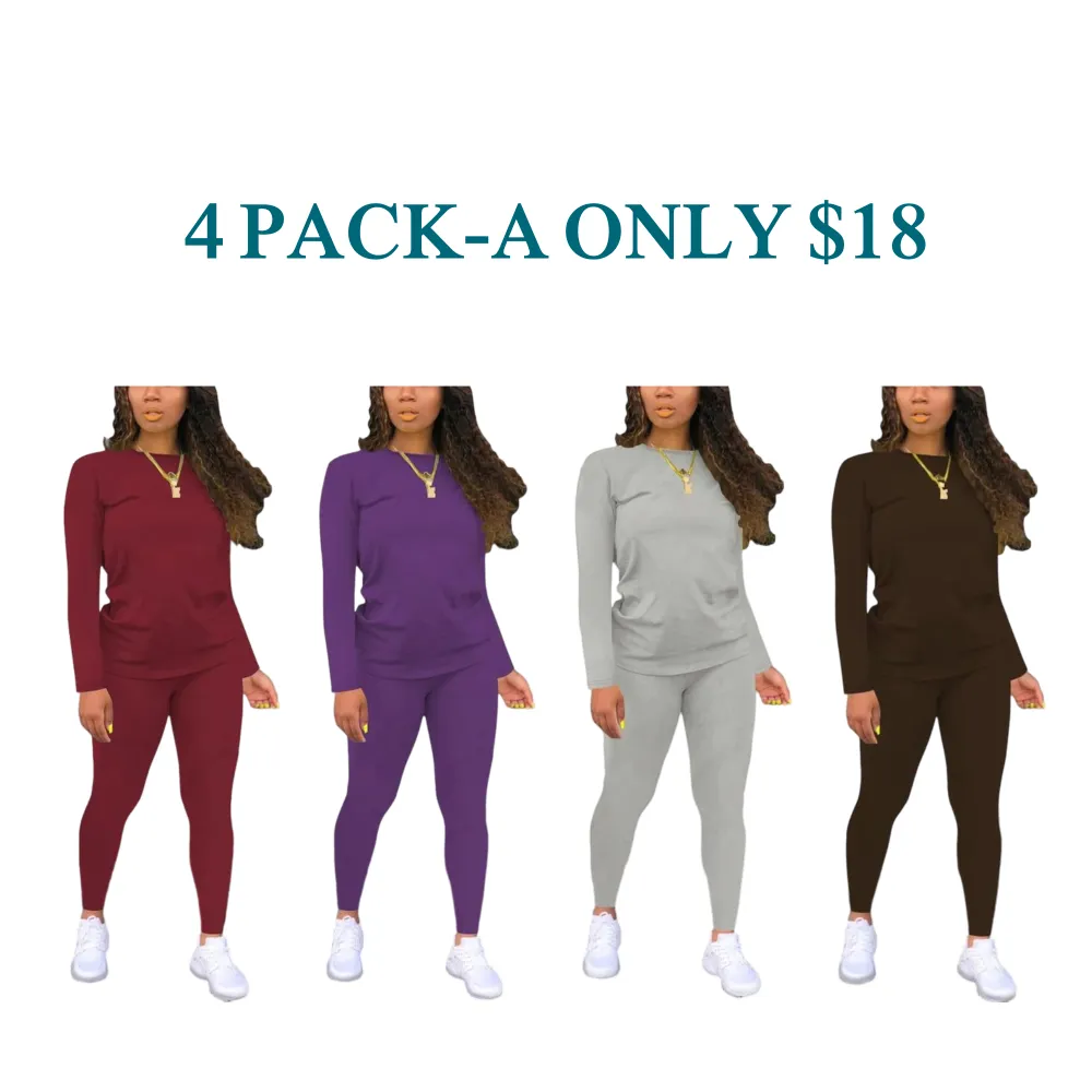 Women's Striped Print Long Sleeve Top & Pants Two-piece Set