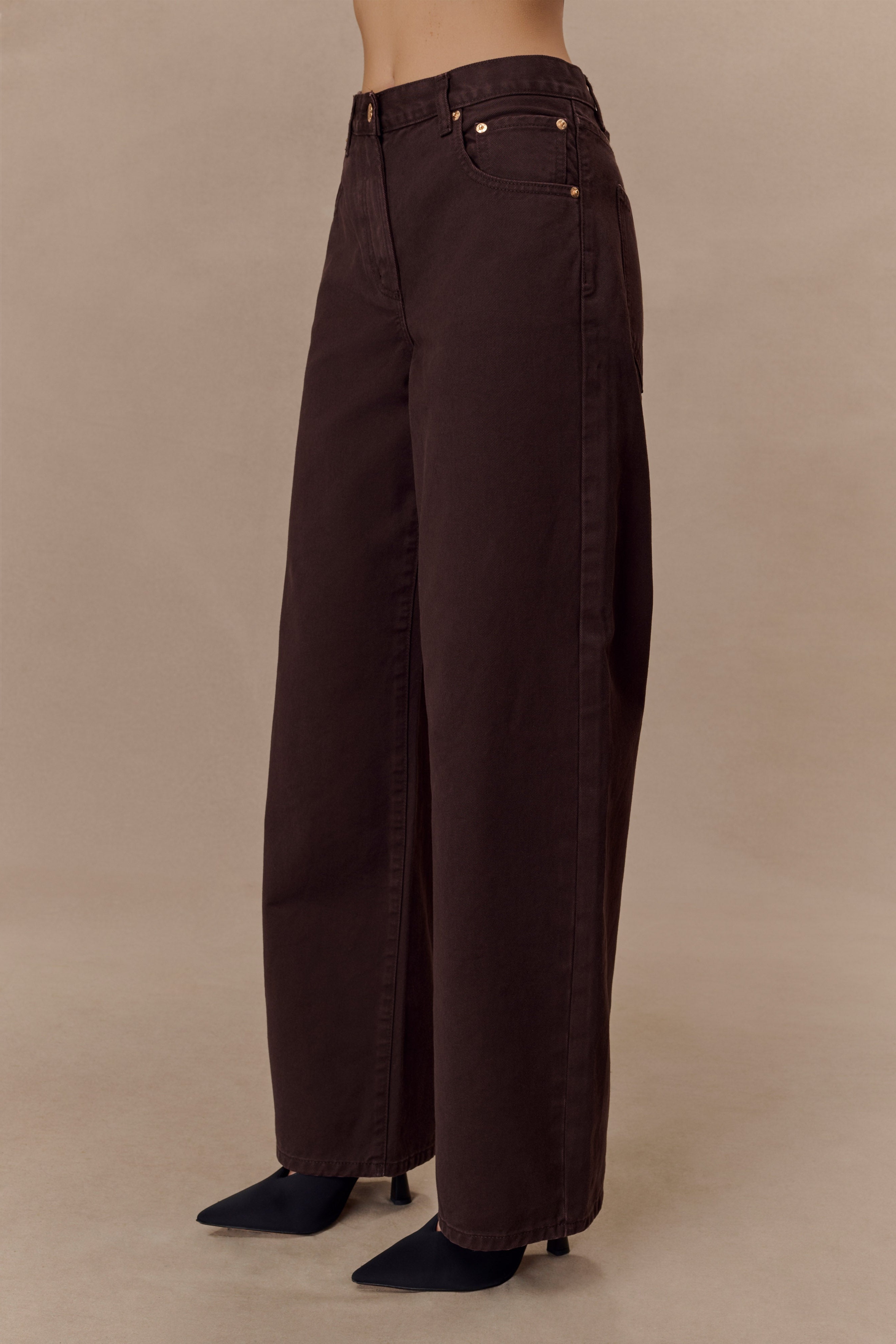 Chocolate Mid Rise Denim Jeans