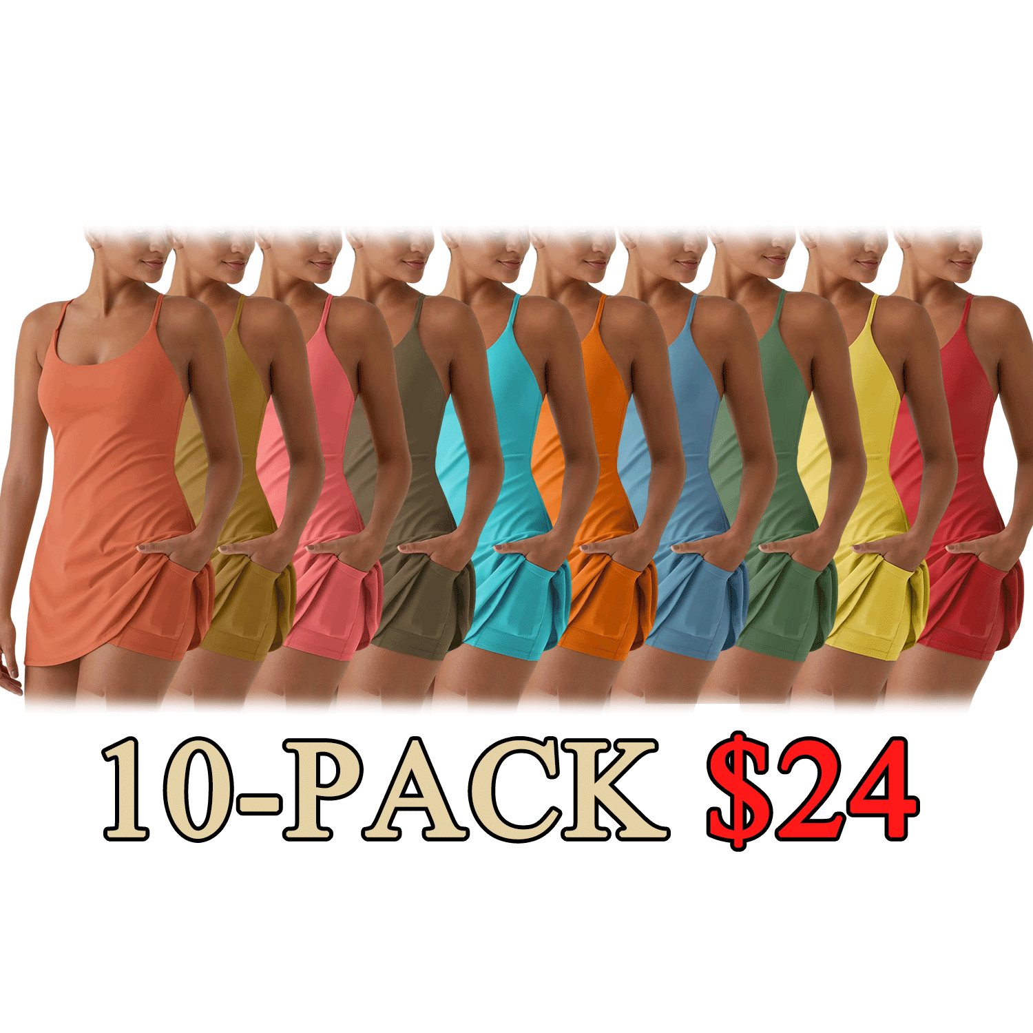 Women's Backless Active Tennis Dress with Built-In Shorts