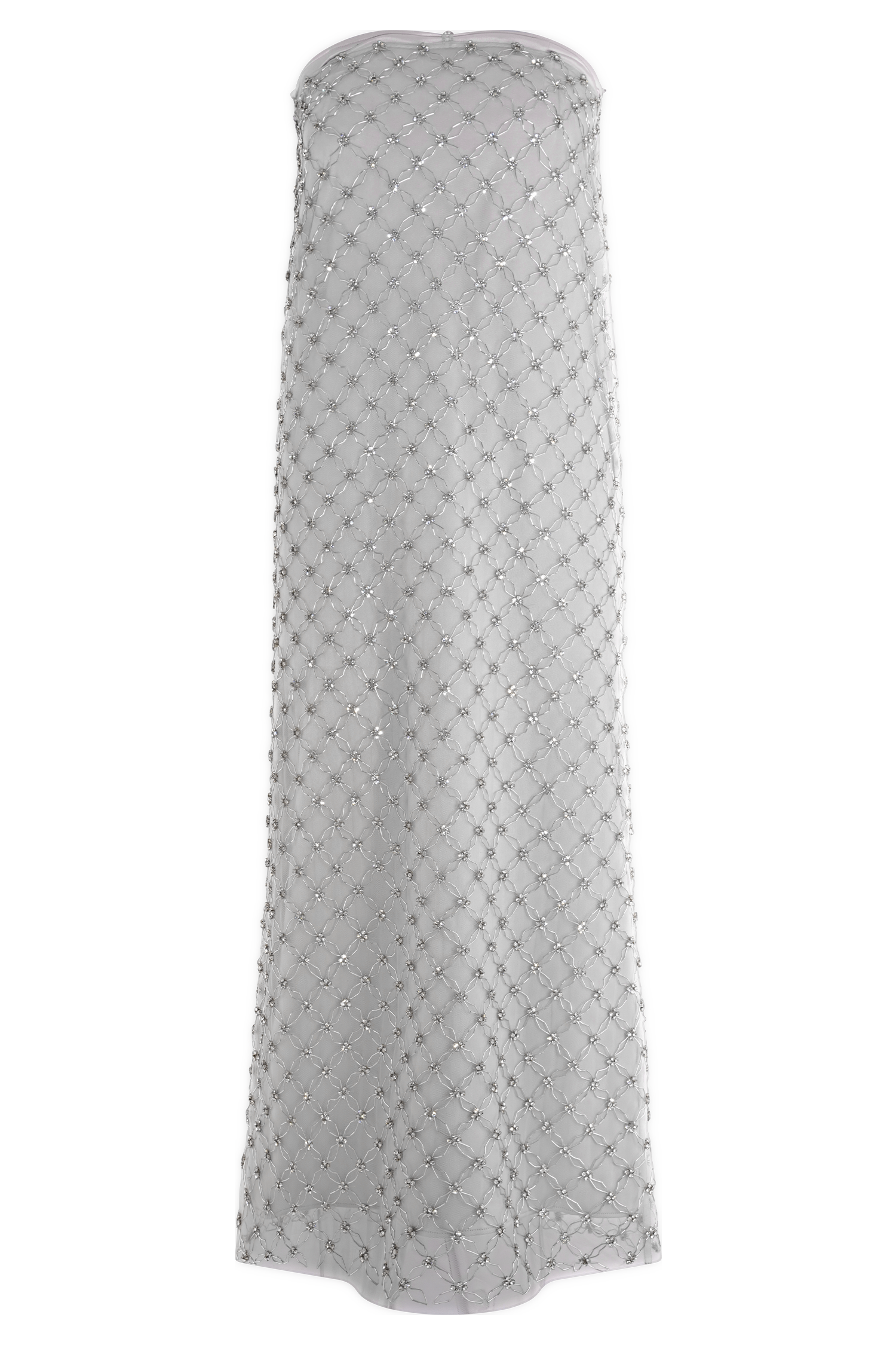Silver Hand Beaded Embellished Maxi Skirt