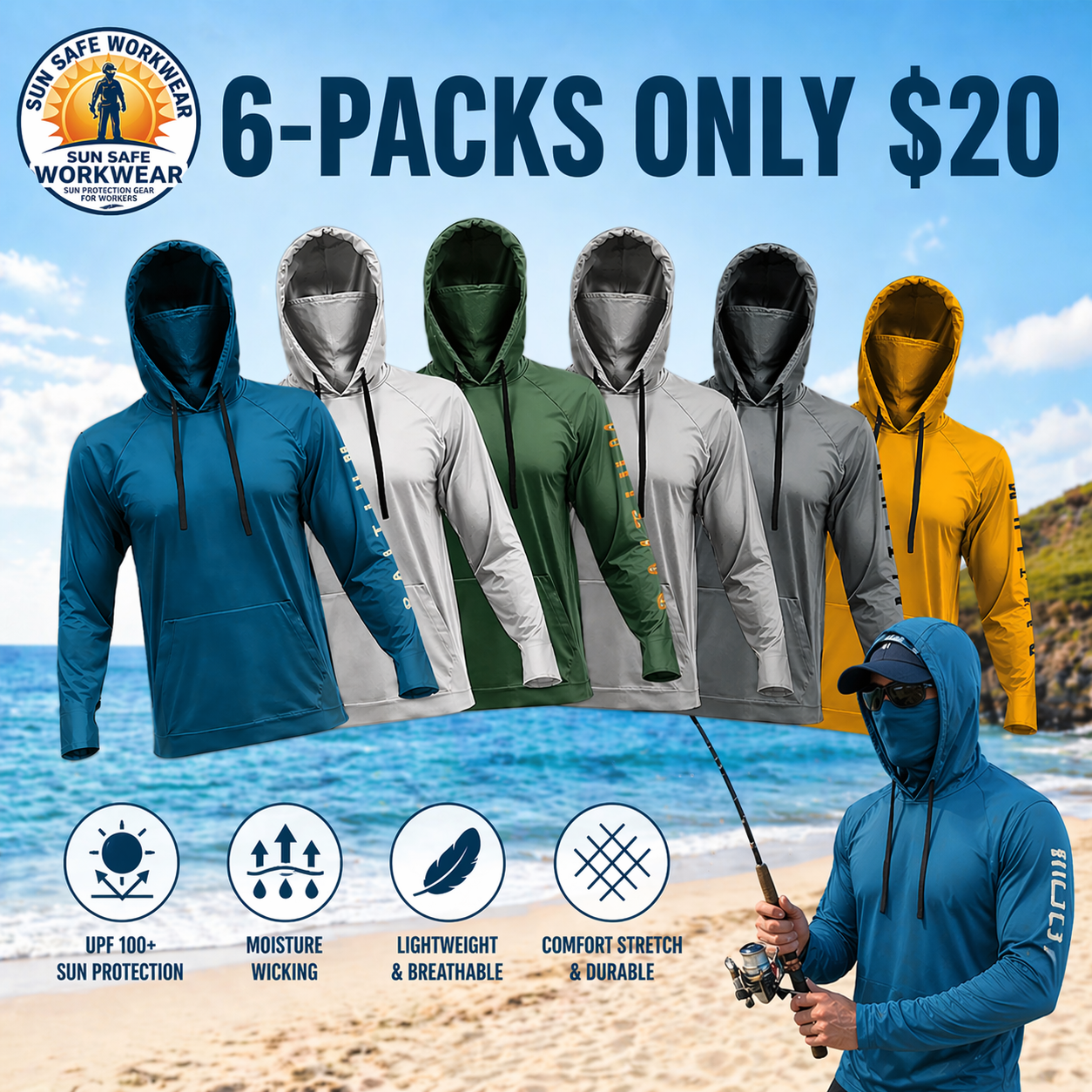 🔥Men's UPF 50+ Hooded Sun Protection Fishing Shirt