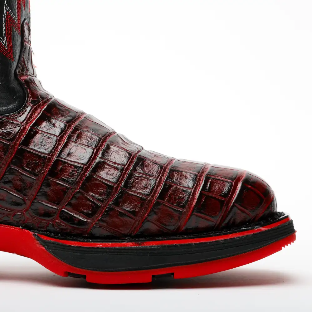 Black Cherry American Gator Belly Leather Boots With 3D Lightweight Sole - Composite Toe