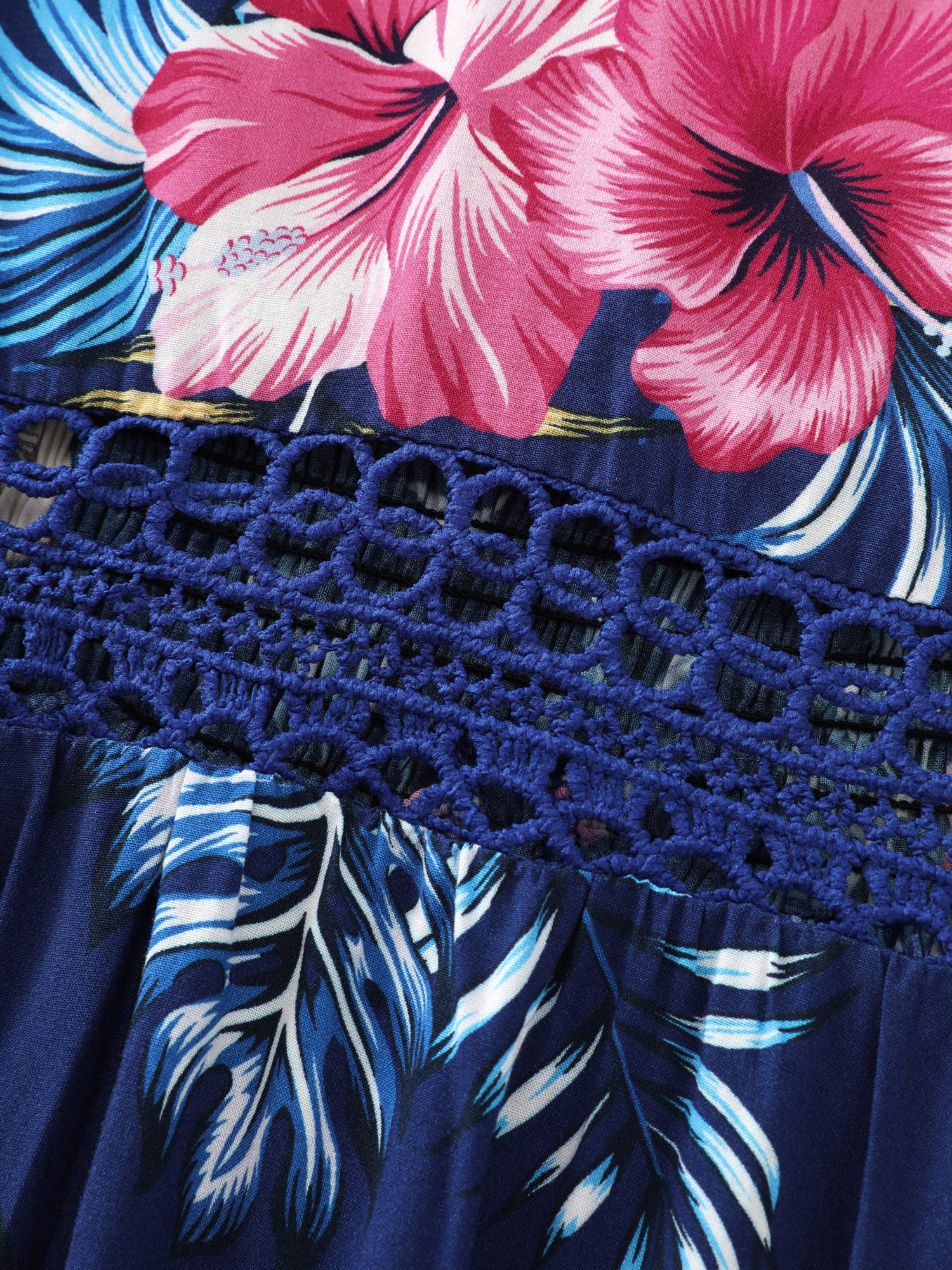 Large Floral Print Flowy Sleeve Maxi Dress