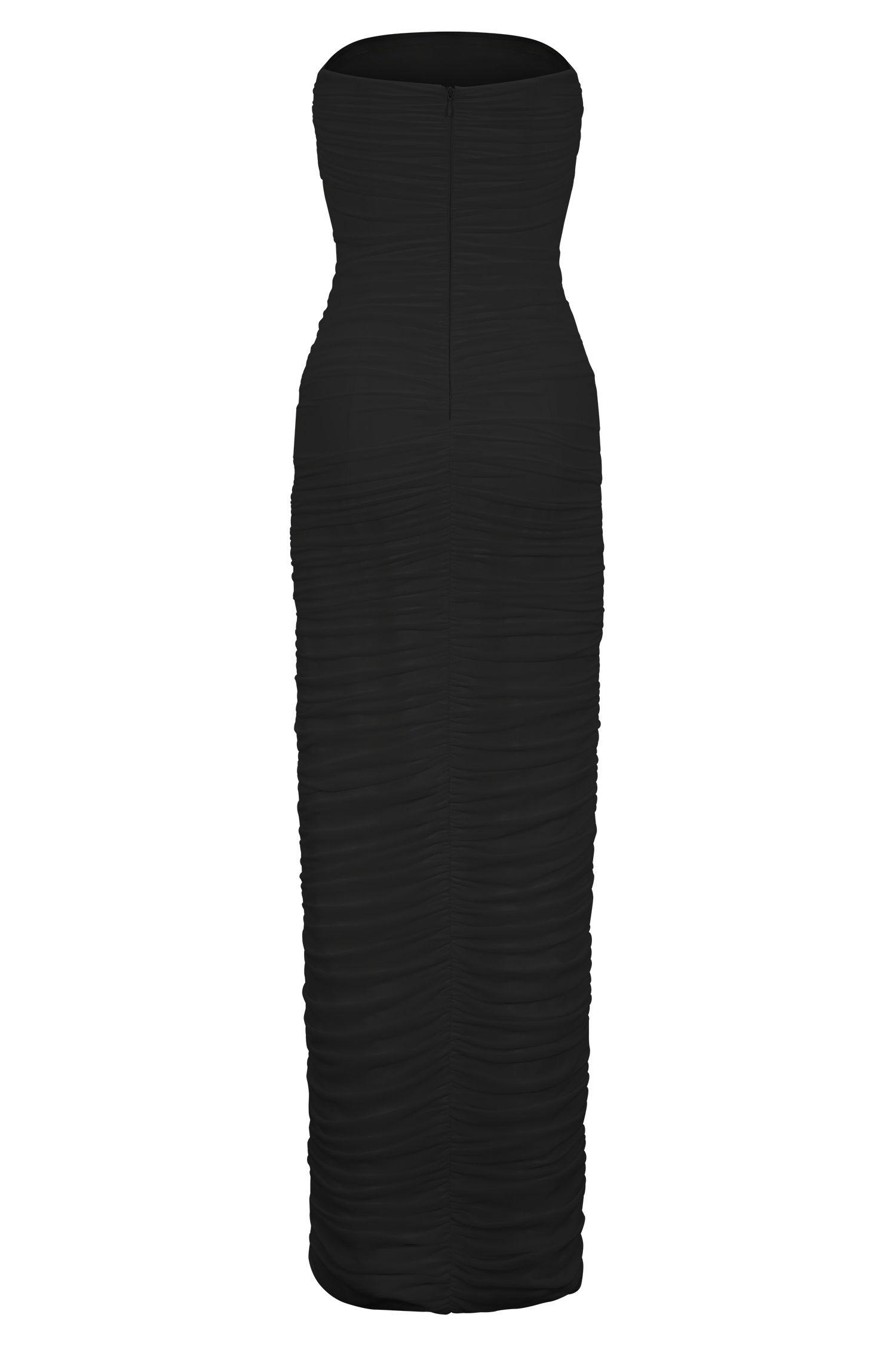 Black Strapless Mesh Maxi Dress