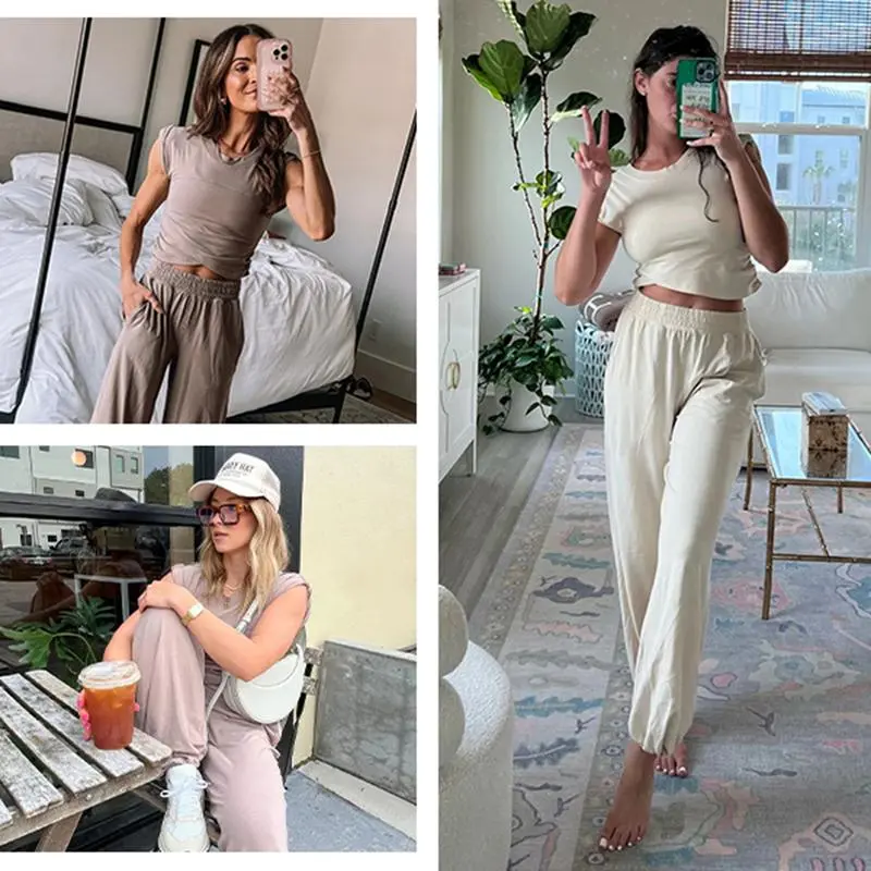 Women's Two-Piece Casual Suit Short Top (Under $3 a set!)