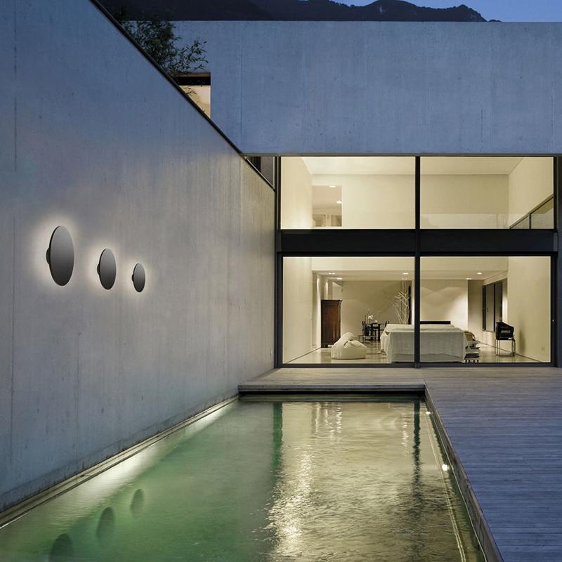 Flat Square Round LED Waterproof Black Modern Outdoor Wall Lights Wall Lamp