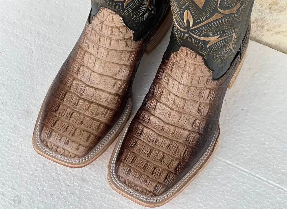 Men’s Ombré Caimán Horn-Back Leather Boots With Brown Shaft