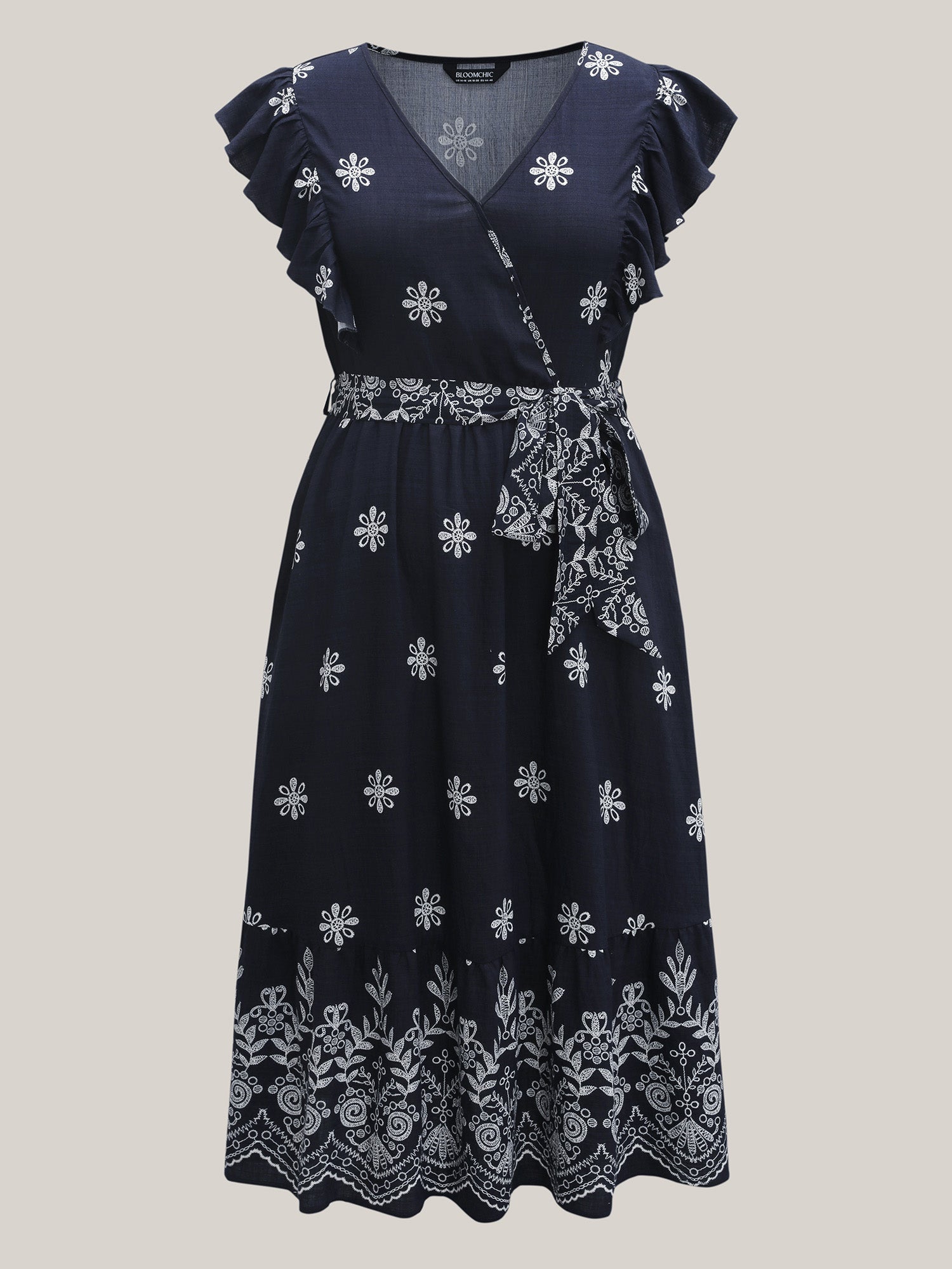 Rayon Stretchy Waist Pockets Flutter Maxi Dress